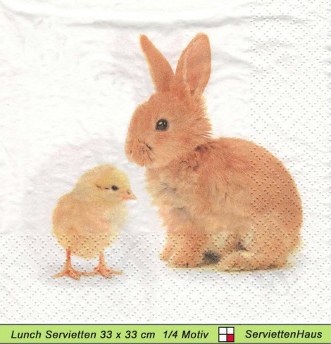 Kleiner Hase mit Küken - 1 Lunch Serviette